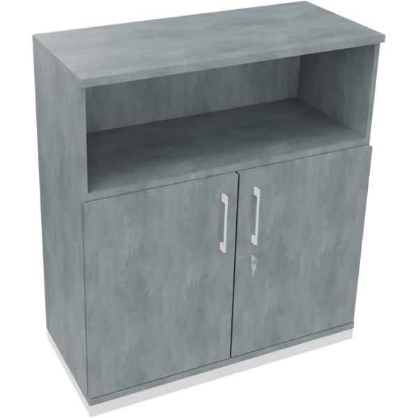 Kombischrank 2OH Tür 1OH Regal B1000xT442xH1133mm weiß/Beton