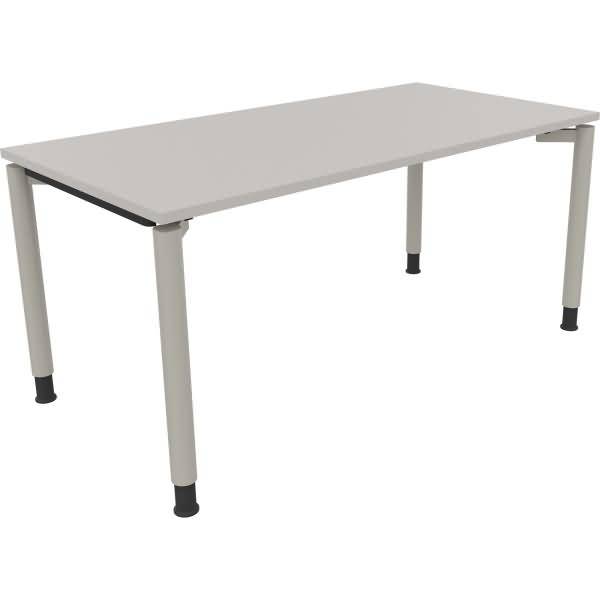 Schreibtisch Vierfuß Rundrohr B1600xT800xH680-820 silber/Lichtgrau
