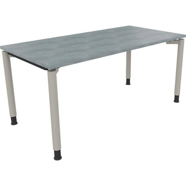 Schreibtisch Vierfuß Rundrohr B1600xT800xH680-820 silber/Beton hell