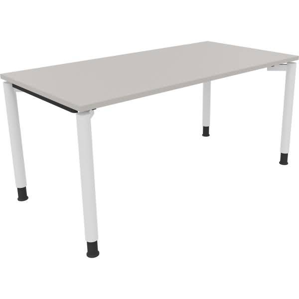 Schreibtisch Vierfuß Rundrohr B1600xT800xH680-820 weiß/Lichtgrau