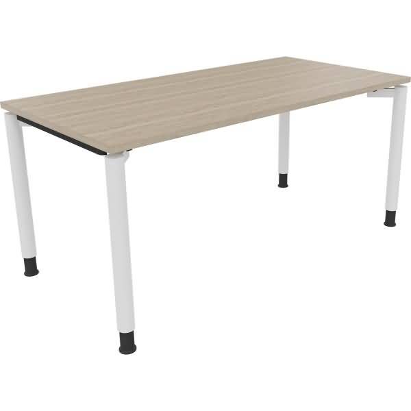Schreibtisch Vierfuß Rundrohr B1600xT800xH680-820 weiß/Eiche Natur