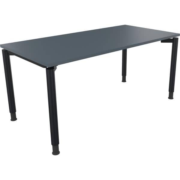 Schreibtisch Vierfuß Rundrohr B1600xT800xH680-820 anthrazit/Lavagrau