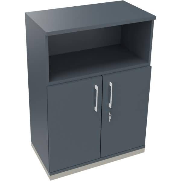 Kombischrank 2OH Tür 1OH Regal B800xT442xH1133mm silber/Lavagrau