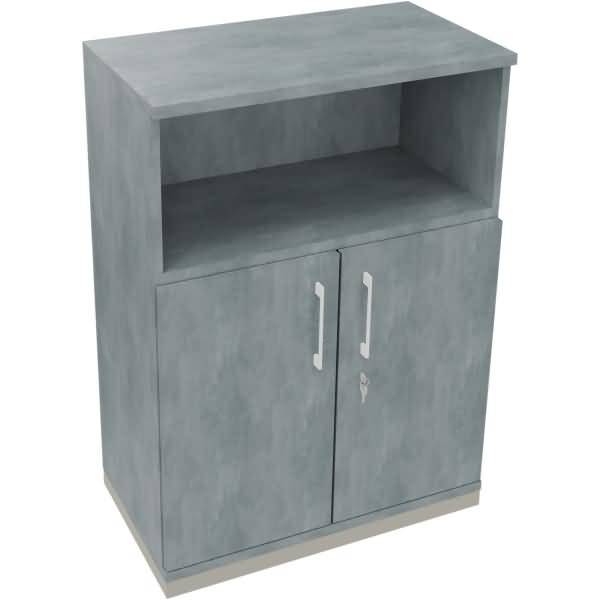 Kombischrank 2OH Tür 1OH Regal B800xT442xH1133mm silber/Beton