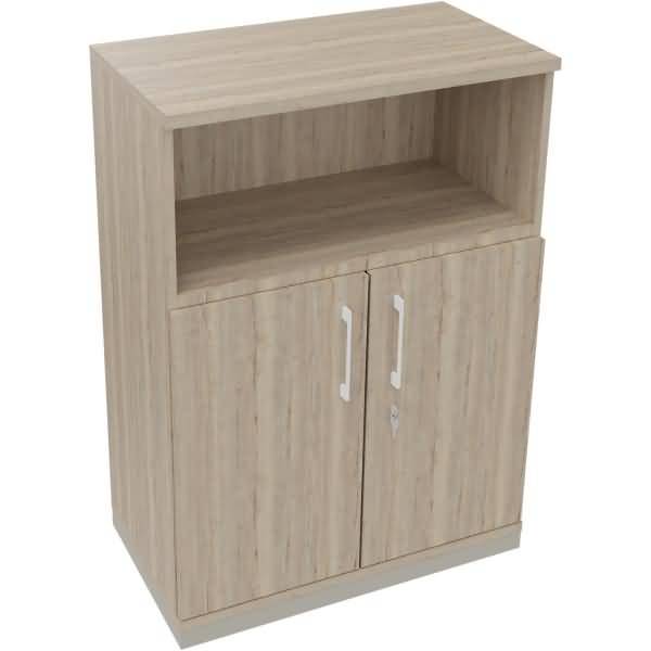 Kombischrank 2OH Tür 1OH Regal B800xT442xH1133mm silber/Eiche Natur
