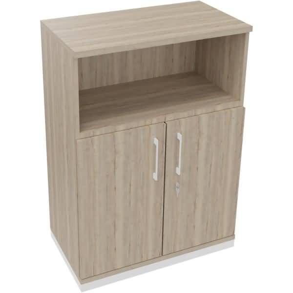 Kombischrank 2OH Tür 1OH Regal B800xT442xH1133mm weiß/Eiche Natur