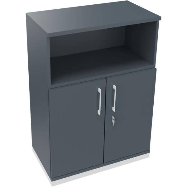 Kombischrank 2OH Tür 1OH Regal B800xT442xH1133mm weiß/Lavagrau