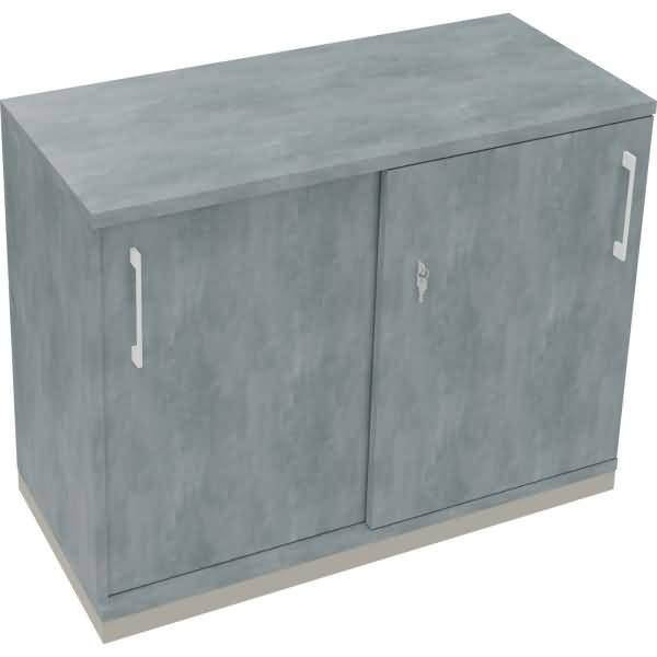Schiebetürenschrank 2OH B1000xT442xH781mm silber/Beton hell