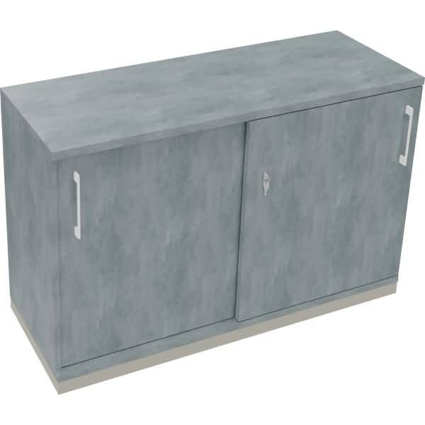 Schiebetürenschrank 2OH B1200xT442xH781mm silber/Beton hell