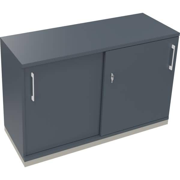 Schiebetürenschrank 2OH B1200xT442xH781mm silber/Lavagrau