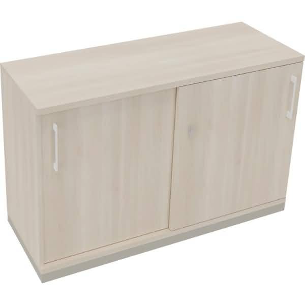Schiebetürenschrank 2OH B1200xT442xH781mm silber/Akazie hell