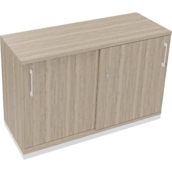 Schiebetürenschrank 2OH B1200xT442xH781mm weiß/Eiche Natur