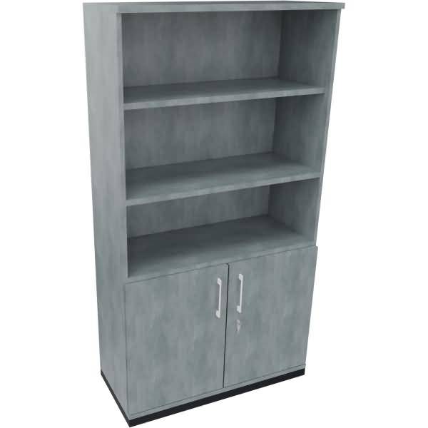 Kombischrank 2OH Tür 3OH Regal B1000xT442xH1869mm anthrazit/Beton