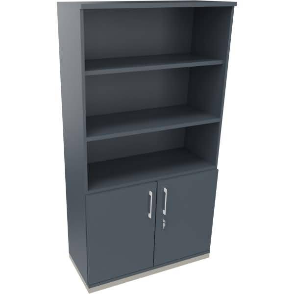 Kombischrank 2OH Tür 3OH Regal B1000xT442xH1869mm silber/Lavagrau