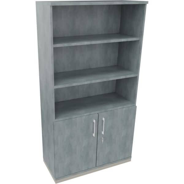 Kombischrank 2OH Tür 3OH Regal B1000xT442xH1869mm silber/Beton