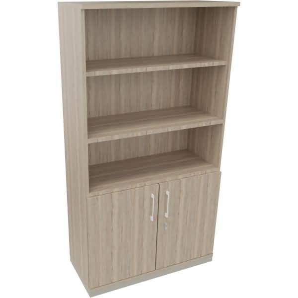Kombischrank 2OH Tür 3OH Regal B1000xT442xH1869mm silber/Eiche Natur