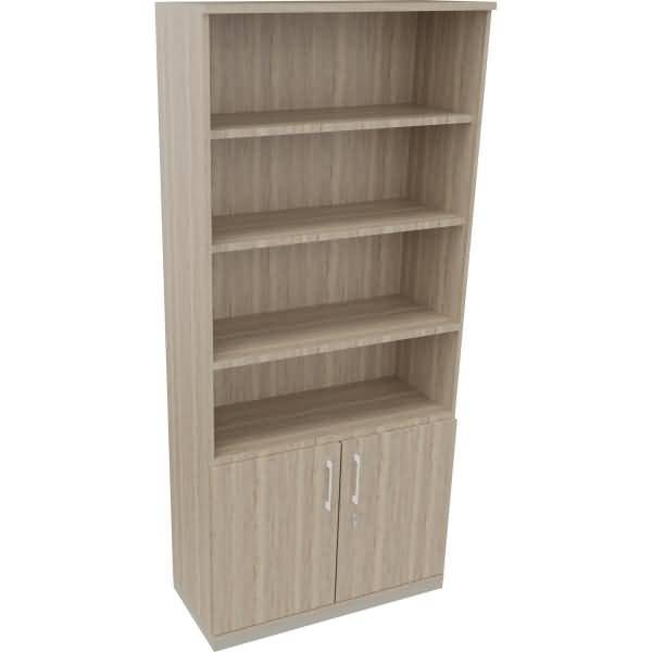 Kombischrank 2OH Tür 4OH Regal B1000xT442xH2221mm silber/Eiche Natur
