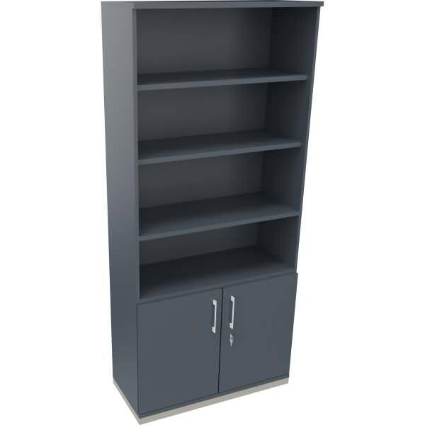 Kombischrank 2OH Tür 4OH Regal B1000xT442xH2221mm silber/Lavagrau