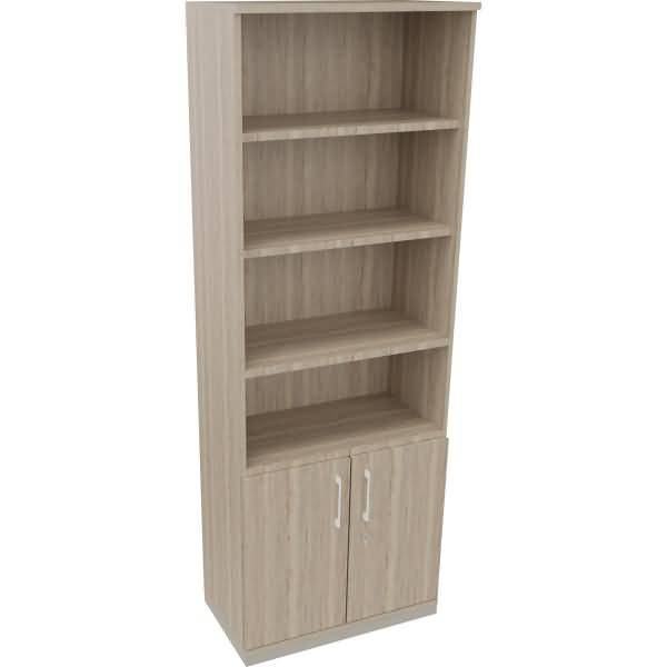 Kombischrank 2OH Tür 4OH Regal B800xT442xH2221mm silber/Eiche Natur