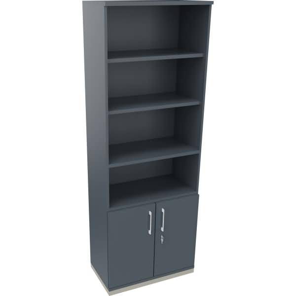 Kombischrank 2OH Tür 4OH Regal B800xT442xH2221mm silber/Lavagrau