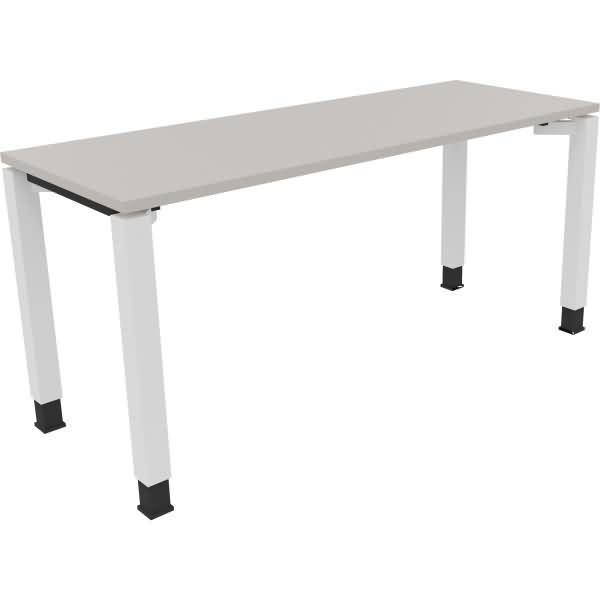 Schreibtisch Vierfuß Quadratrohr B1600xT600xH680-820 weiß/Lichtgrau
