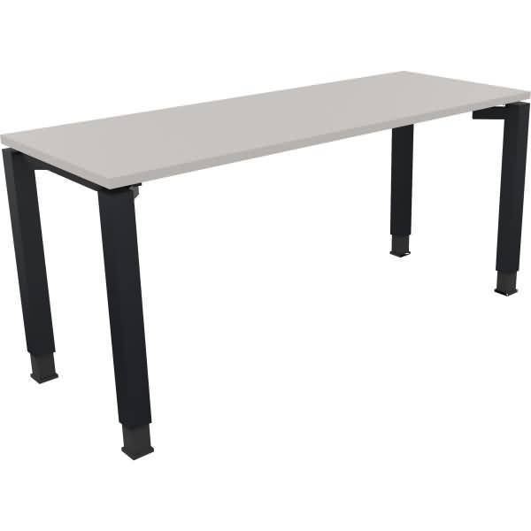 Schreibtisch Vierfuß Quadratrohr B1600xT600xH680-820 anthrazit/Lichtgrau
