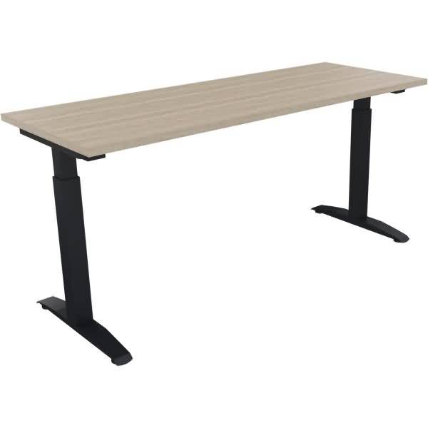 Schreibtisch Kufe Quadrat B1600xT600xH650-850 anthrazit/Eiche Natur