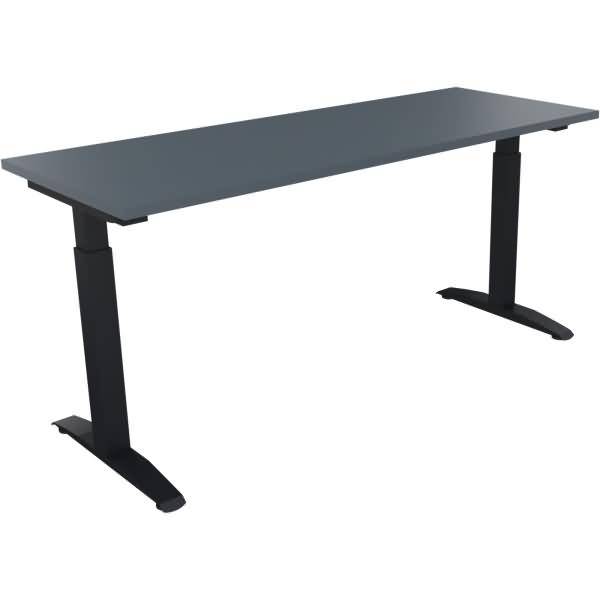 Schreibtisch Kufe Quadrat B1600xT600xH650-850 anthrazit/Lavagrau