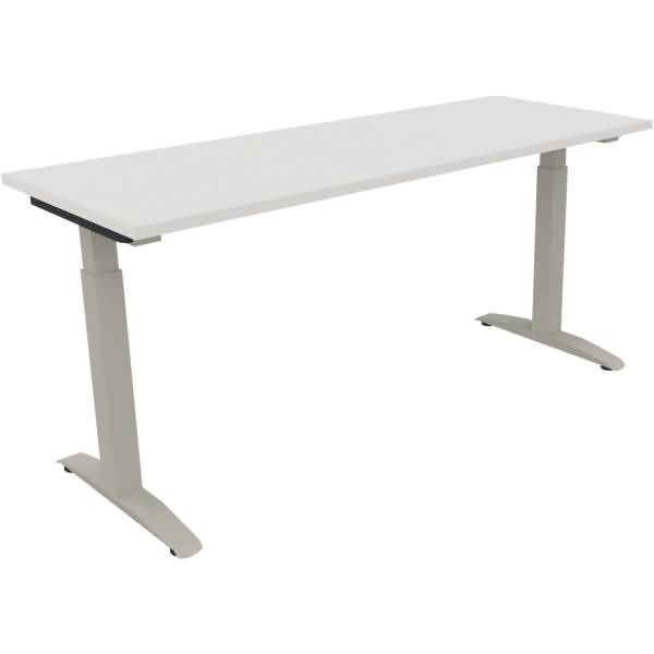 Schreibtisch Kufe Quadrat B1600xT600xH650-850 silber/weiß