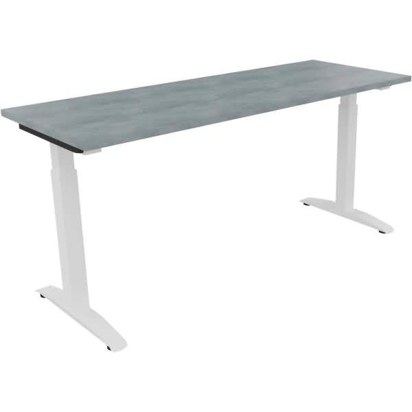 Schreibtisch Kufe Quadrat B1600xT600xH650-850 weiß/Beton hell