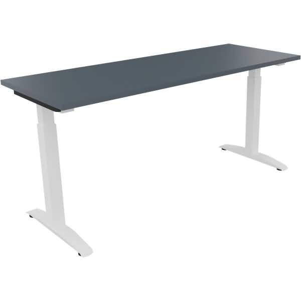 Schreibtisch Kufe Quadrat B1600xT600xH650-850 weiß/Lavagrau
