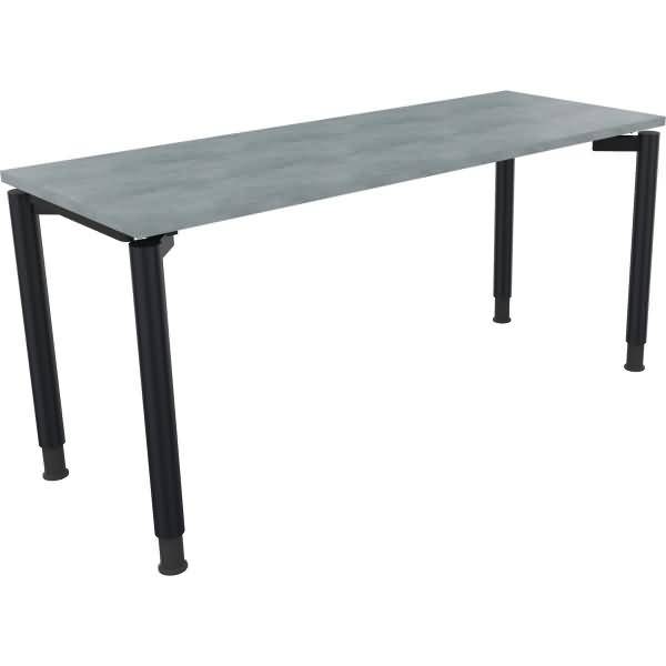 Schreibtisch Vierfuß Rundrohr B1600xT600xH680-820 anthrazit/Beton hell