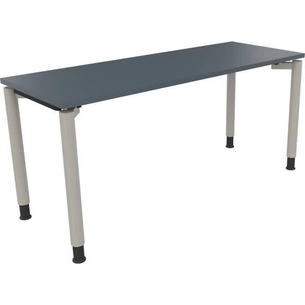 Schreibtisch Vierfuß Rundrohr B1600xT600xH680-820 silber/Lavagrau