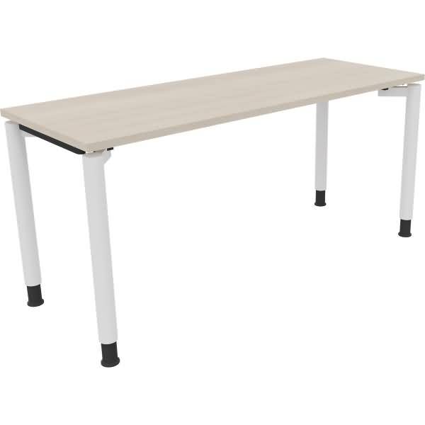 Schreibtisch Vierfuß Rundrohr B1600xT600xH680-820 weiß/Akazie hell