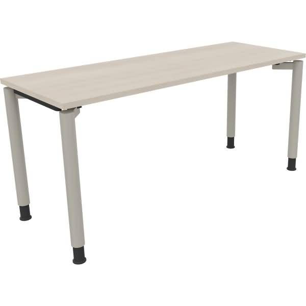 Schreibtisch Vierfuß Rundrohr B1600xT600xH680-820 silber/Akazie hell