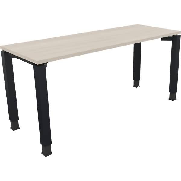 Schreibtisch Vierfuß Quadratrohr B1600xT600xH680-820 anthrazit/Akazie hell