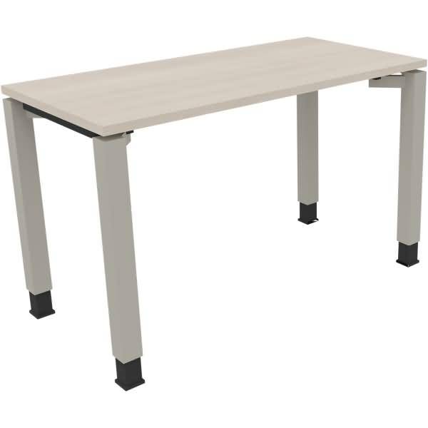 Schreibtisch Vierfuß Quadratrohr B1200xT600xH680-820 silber/Akazie hell