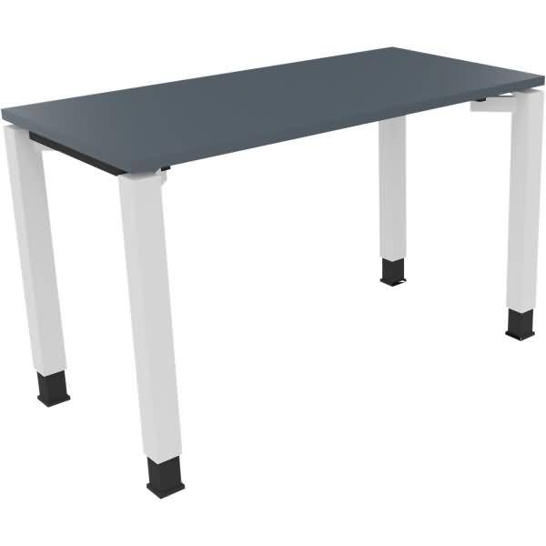 Schreibtisch Vierfuß Quadratrohr B1200xT600xH680-820 weiß/Lavagrau
