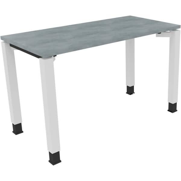 Schreibtisch Vierfuß Quadratrohr B1200xT600xH680-820 weiß/Beton hell