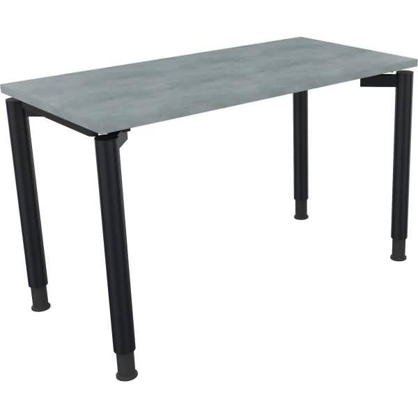 Schreibtisch Vierfuß Rundrohr B1200xT600xH680-820 anthrazit/Beton hell