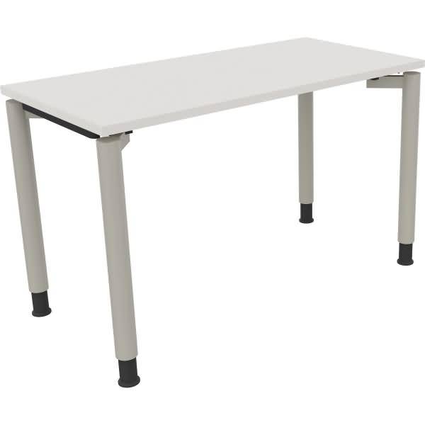 Schreibtisch Vierfuß Rundrohr B1200xT600xH680-820 silber/weiß