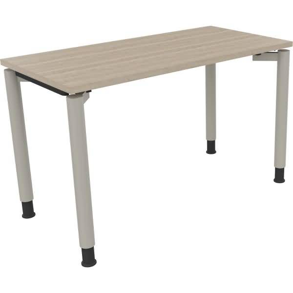 Schreibtisch Vierfuß Rundrohr B1200xT600xH680-820 silber/Eiche Natur