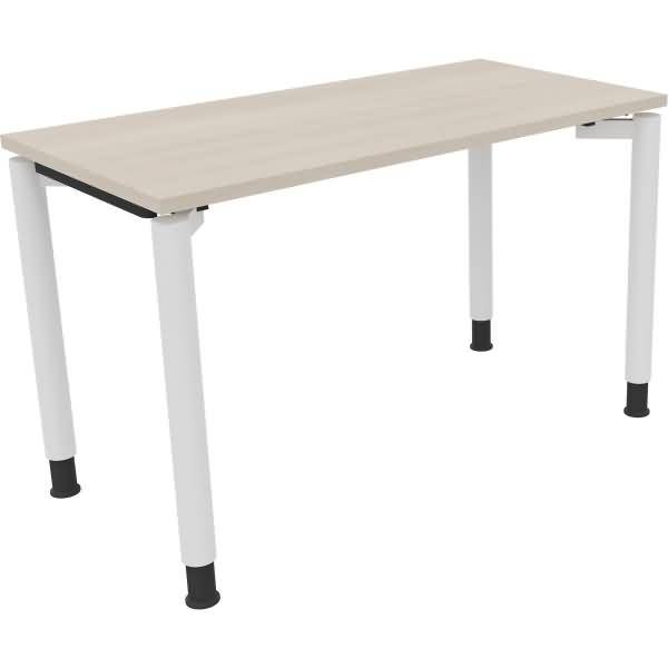 Schreibtisch Vierfuß Rundrohr B1200xT600xH680-820 weiß/Akazie hell