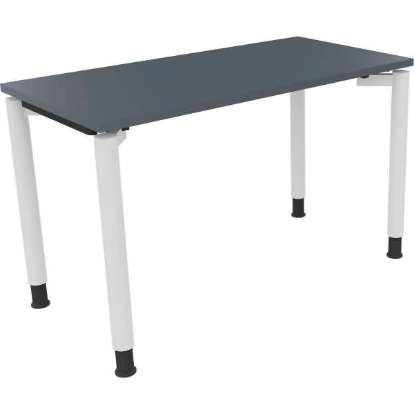 Schreibtisch Vierfuß Rundrohr B1200xT600xH680-820 weiß/Lavagrau
