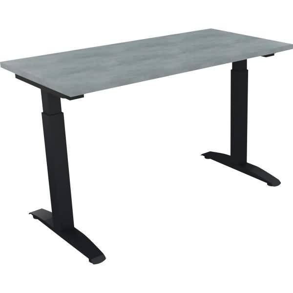 Schreibtisch Kufe Quadrat B1200xT600xH650-850 anthrazit/Beton hell