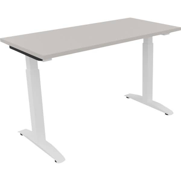 Schreibtisch Kufe Quadrat B1200xT600xH650-850 weiß/Lichtgrau