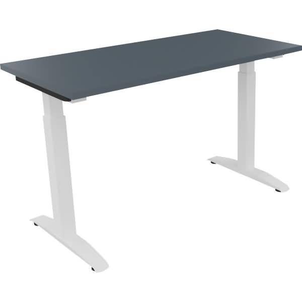 Schreibtisch Kufe Quadrat B1200xT600xH650-850 weiß/Lavagrau