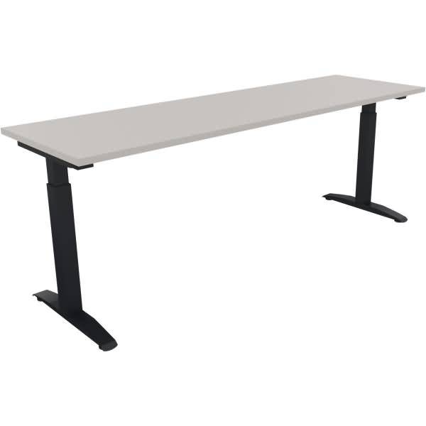 Schreibtisch Kufe Quadrat B2000xT600xH650-850 anthrazit/Lichtgrau