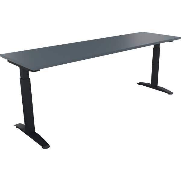Schreibtisch Kufe Quadrat B2000xT600xH650-850 anthrazit/Lavagrau