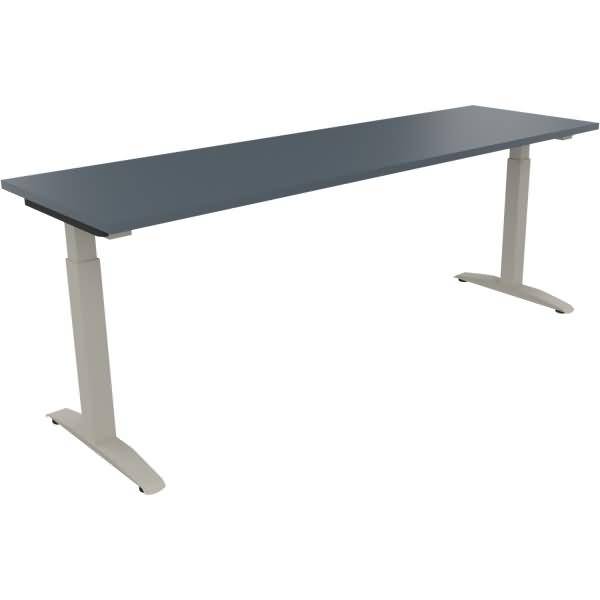 Schreibtisch Kufe Quadrat B2000xT600xH650-850 silber/Lavagrau